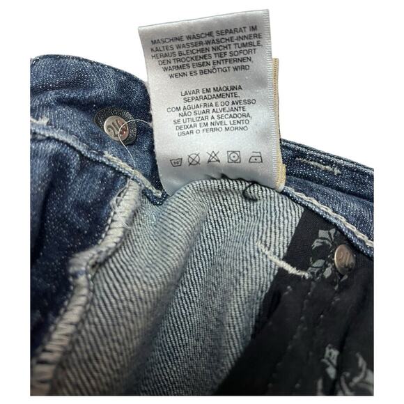 Miss Me Jeans Womens 27 Blue Rhinestone Fleur de lis Embellished Pockets Low - Picture 7 of 12